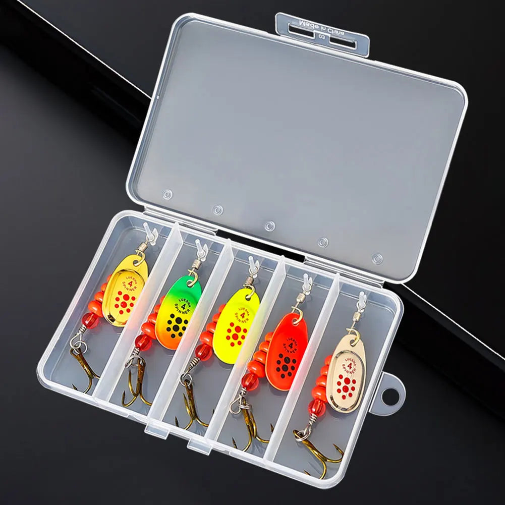 Metal Spoon Spinner Fishing Lures Set With Tackle Box