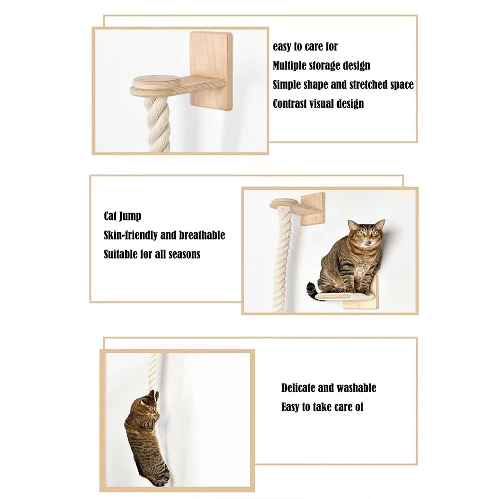 PETRAVEL Cat Climbing Shelf and Rope Tree Wall Mounted Post