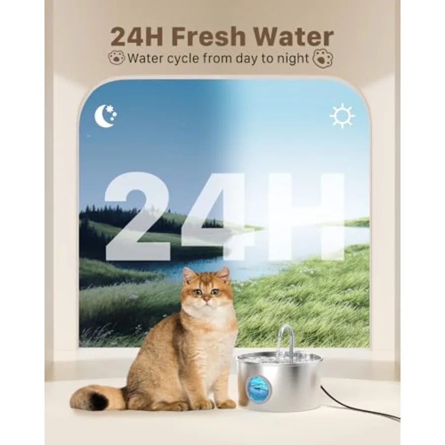 Stainless Steel Cat Water Dispenser For Quiet Indoor Drinking