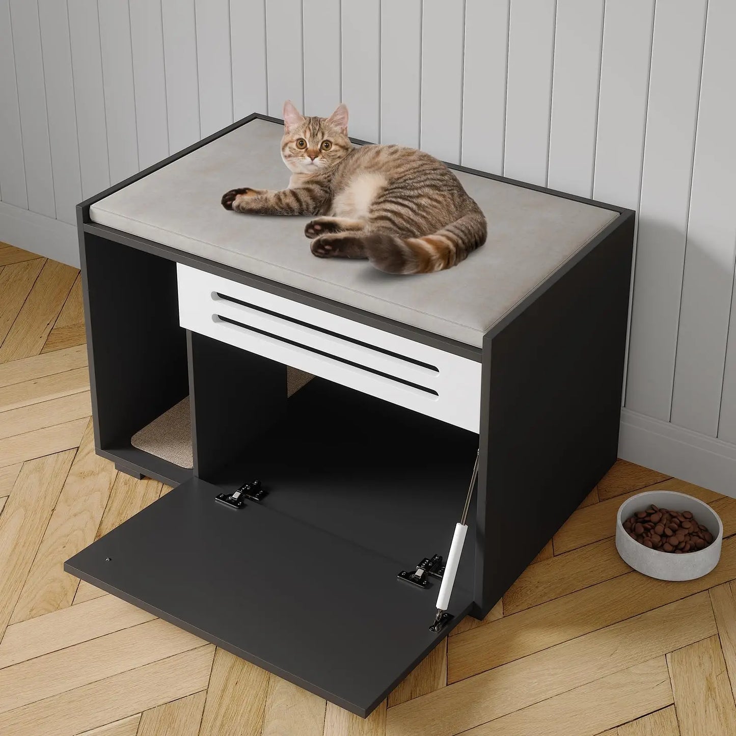 Studyset Ventilated Cat Litter Box Furniture With Flip Down Door