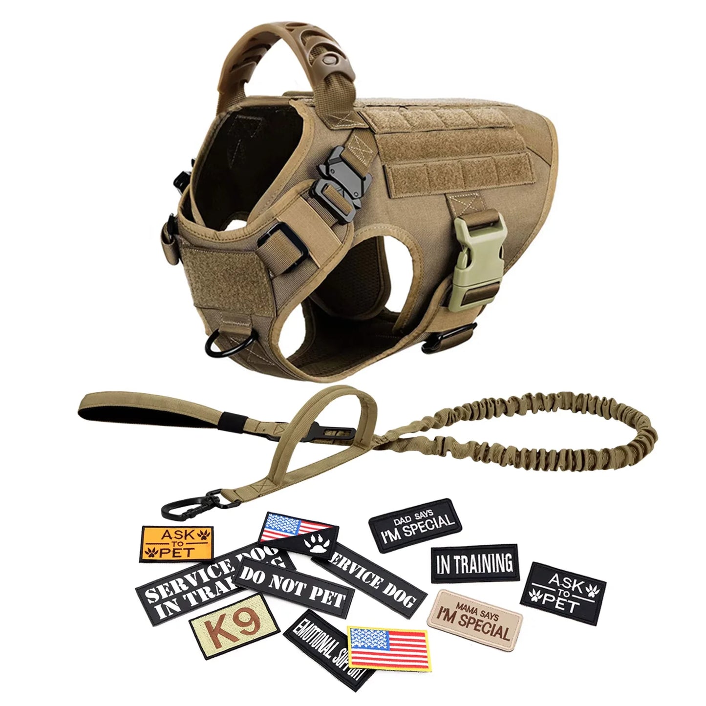 Military Large Dog Harness Vest Set For Malinois Training Accessories