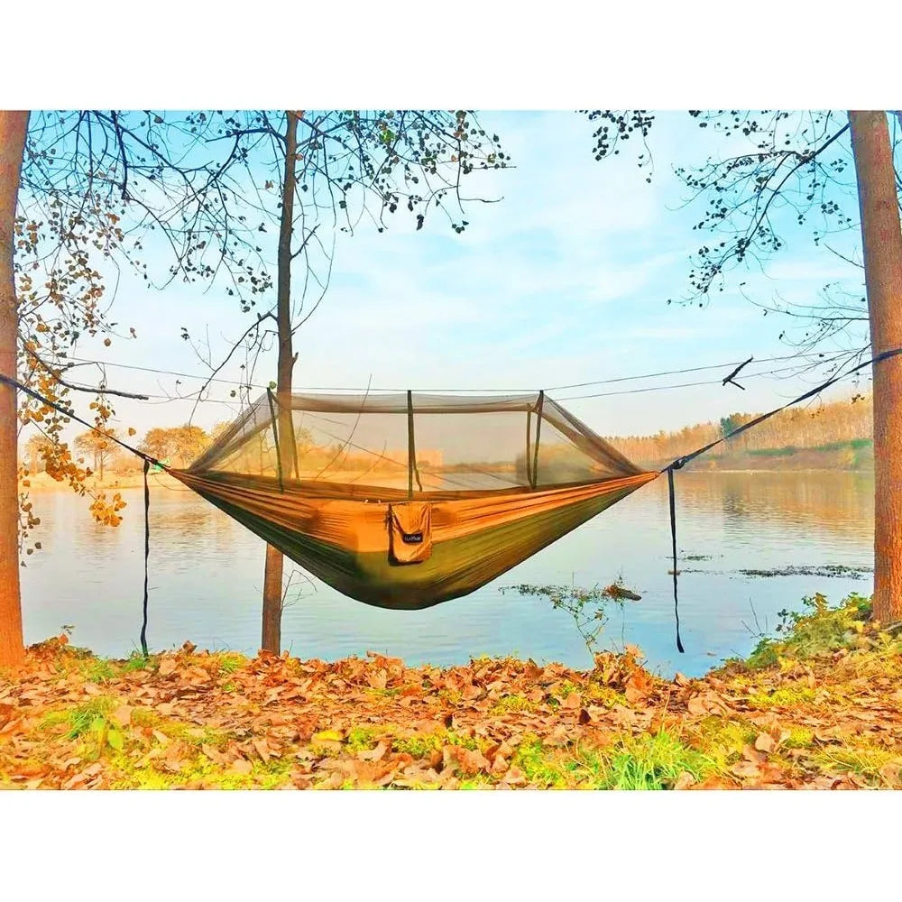 NBVCX Portable Double Hammock with Mosquito Net and Tree Straps