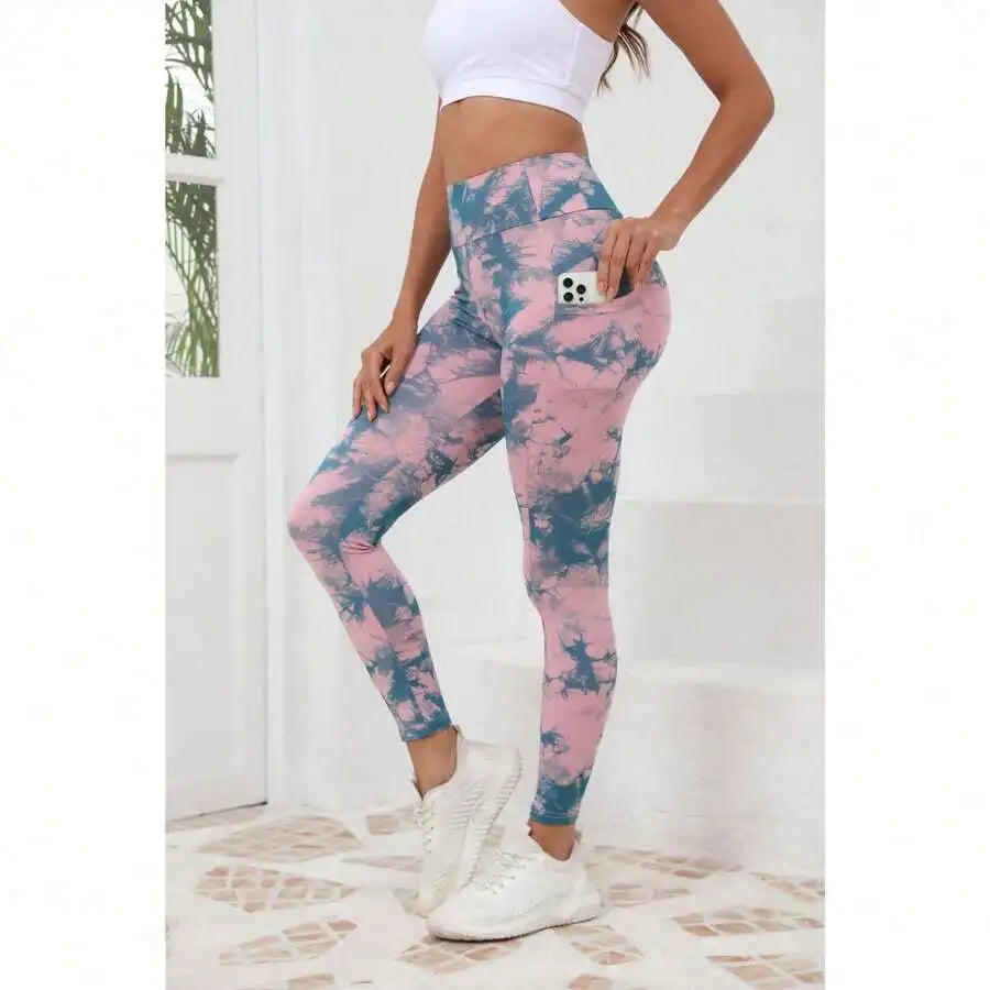 High Waisted Yoga Leggings With Pockets For Women Tie Dye Buttery Soft