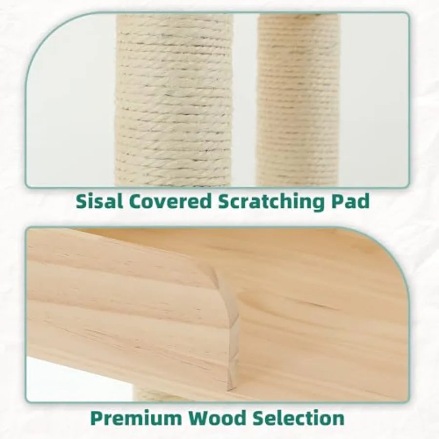 Wood Cat Tower For Automatic Litter Box Self Cleaning Solid Wood