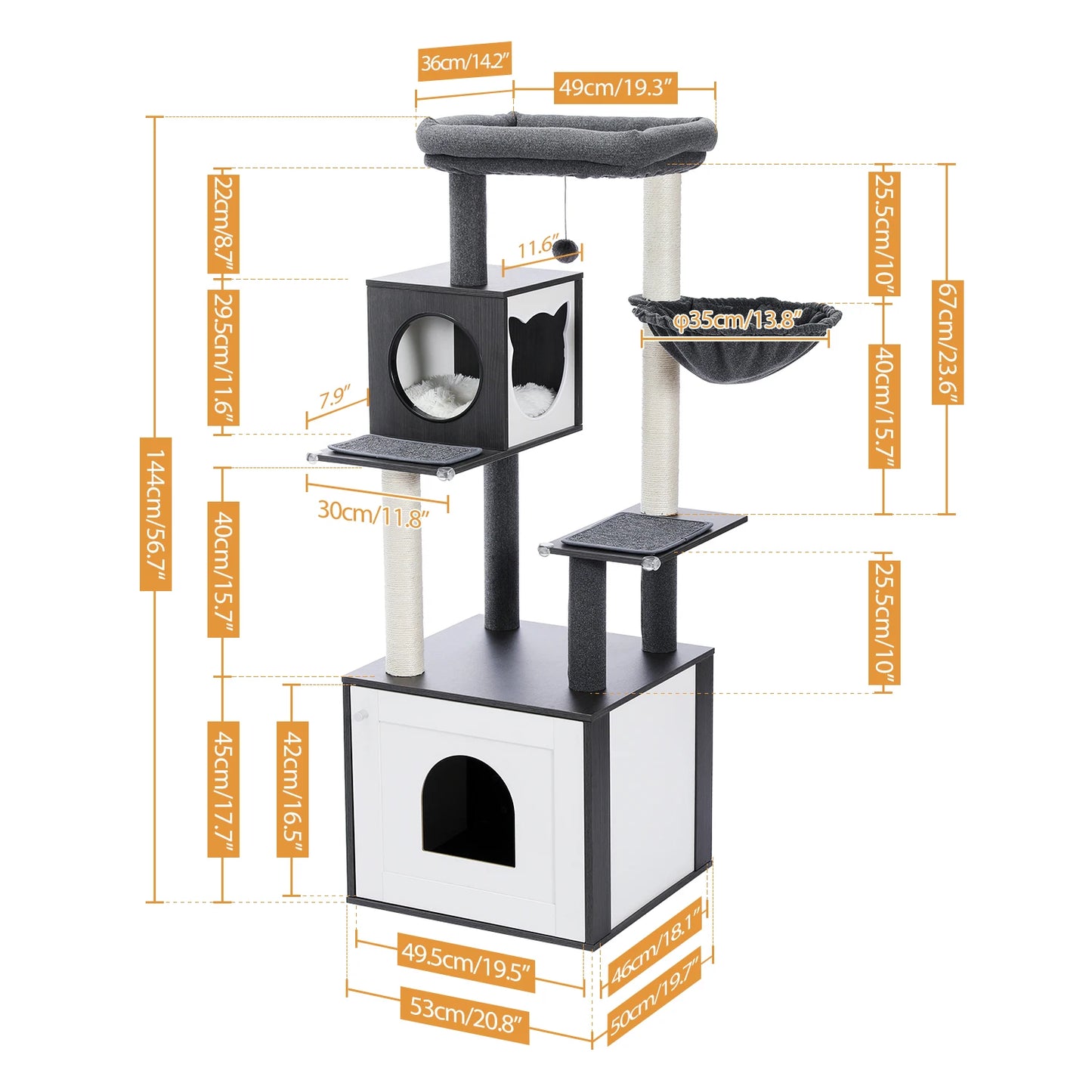 PAWZ Ro Multi Level Indoor Cat Tree With Scratching Posts