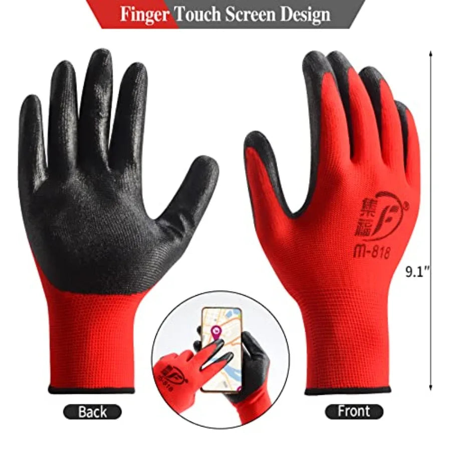 SHXI Gardening Gloves Breathable Rubber Coated for Men Women