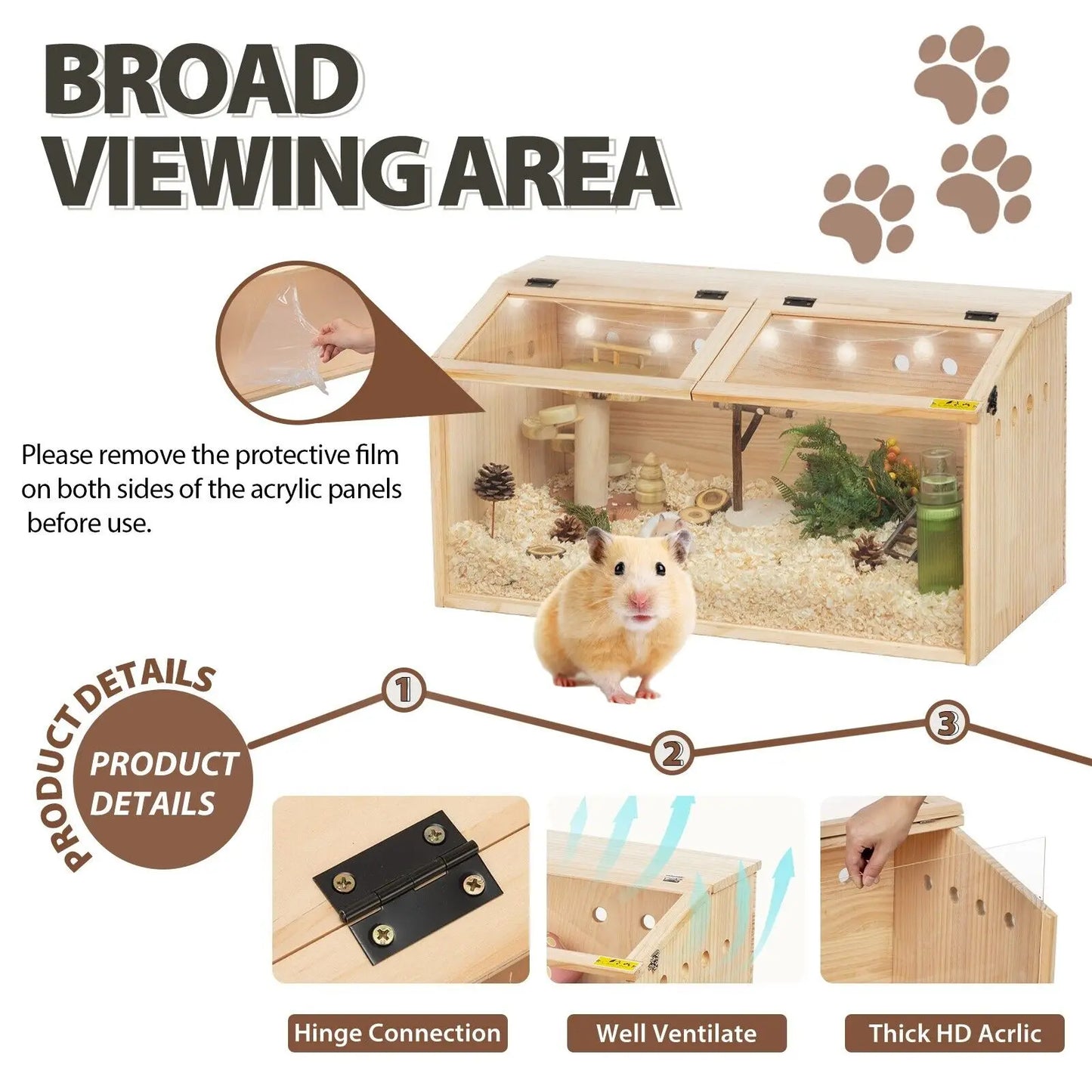 Wooden Hamster Cage Hutch Hideout With Openable Top