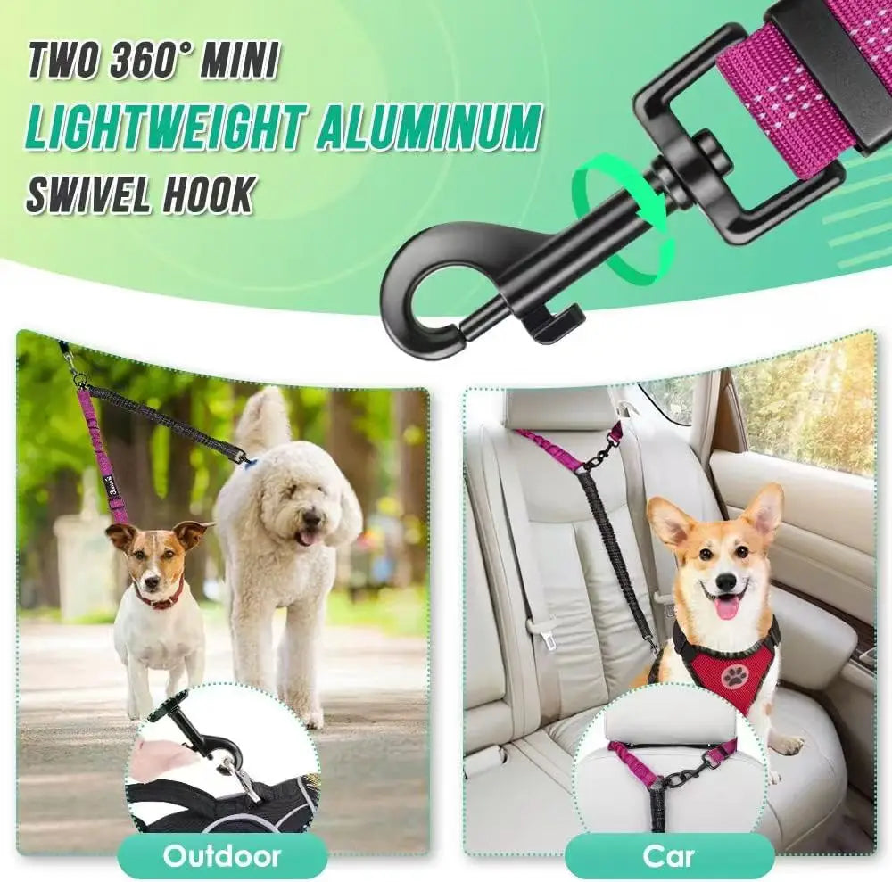 DCLOUD Double Dog Leash Attachment With Shock Absorbing Bungee