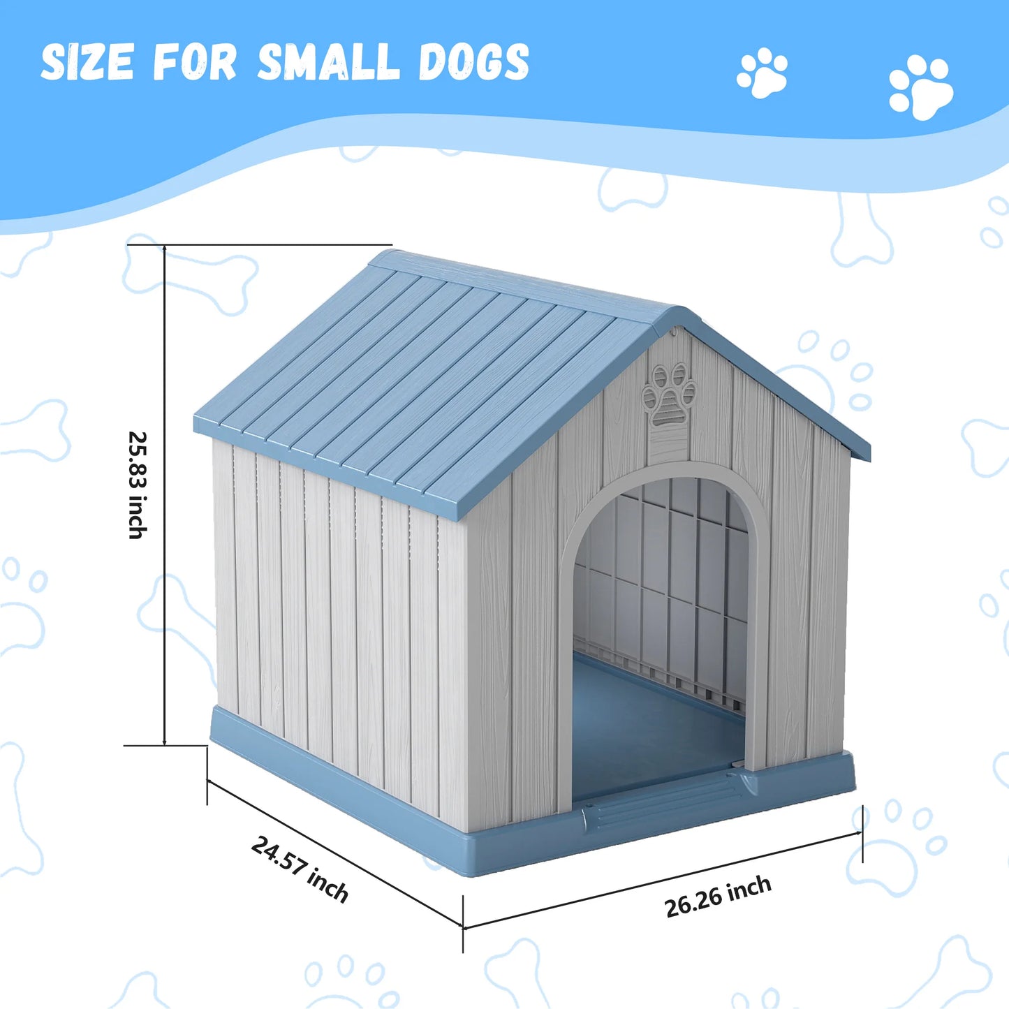 Basic Plastic Dog House Weatherproof Indoor Outdoor Shelter