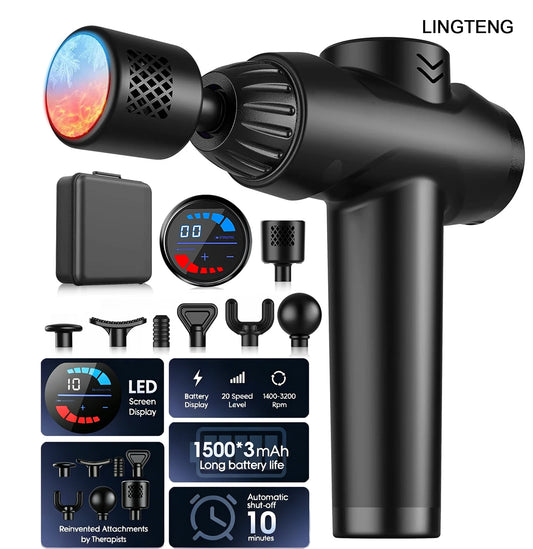 LINGTENG Massage Gun With Hot And Cold Therapy 7 Heads