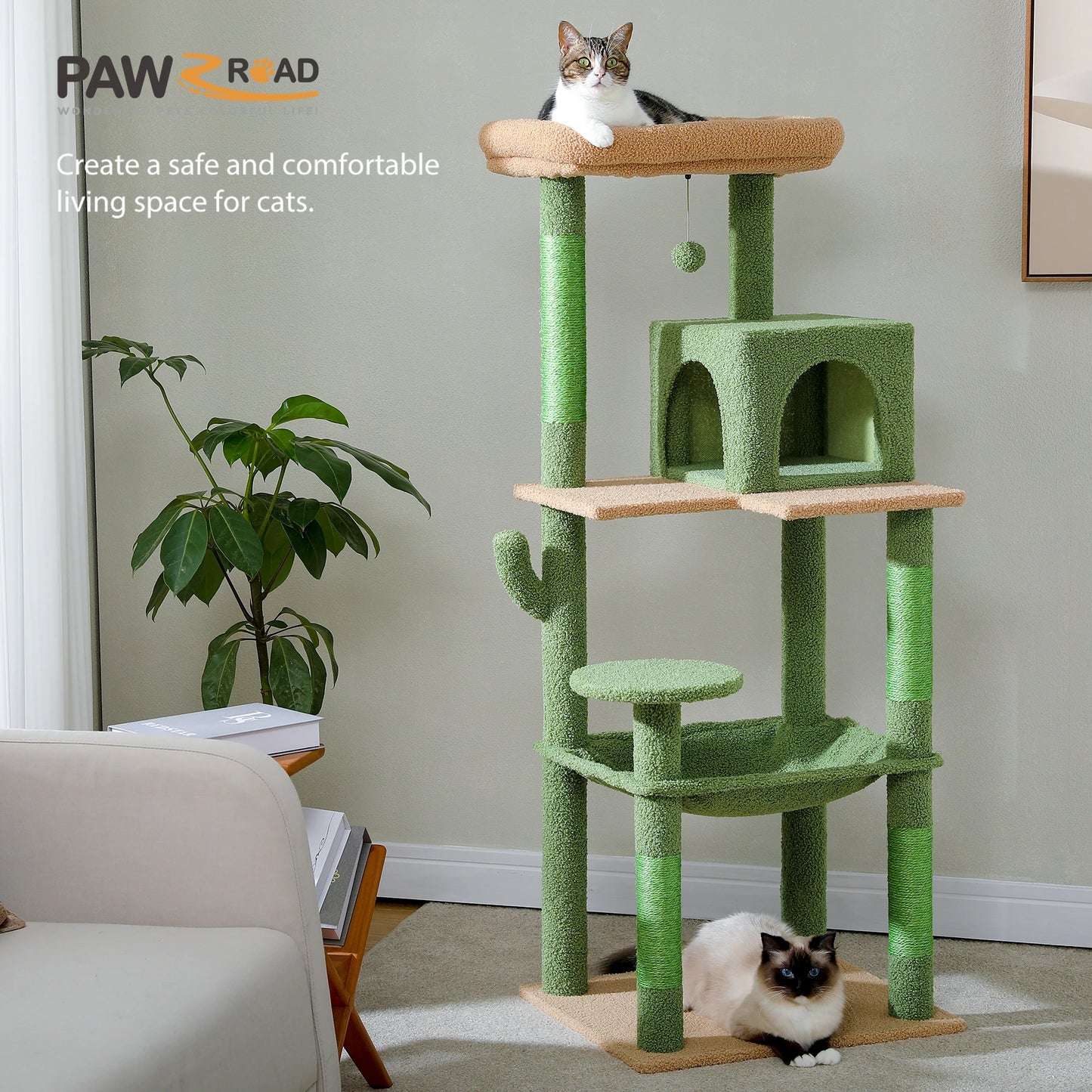 PAWZ Road Cat Tree Indoor Multi Level Tower With Hammock