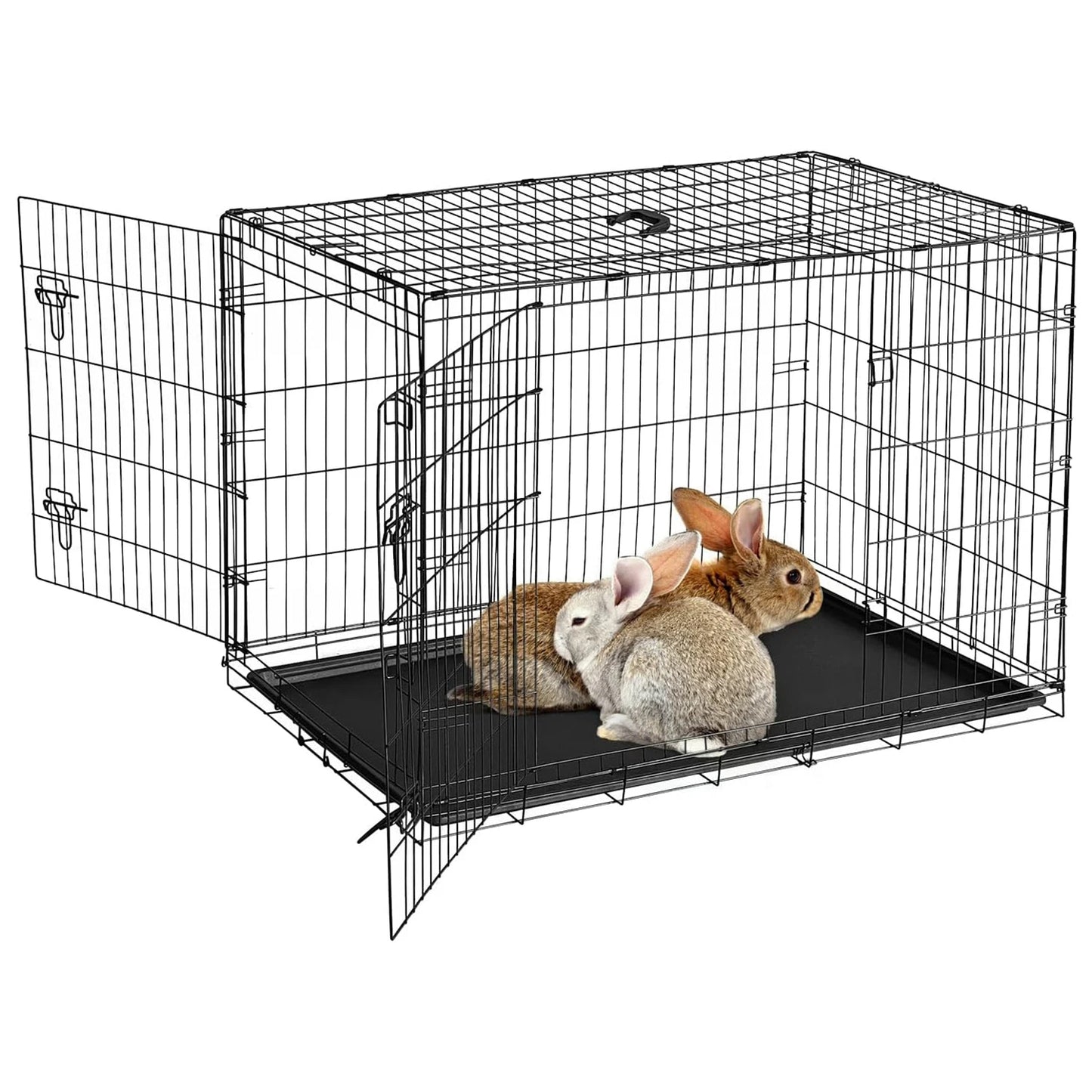 HiMISS Rabbit Cage Portable Folding Carrier With Slide Out Tray