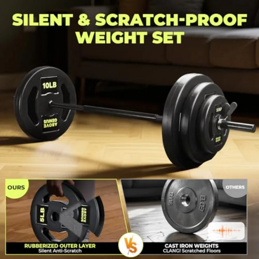 Barbell Weight Set 45 LB Adjustable For Home Gym Strength Training