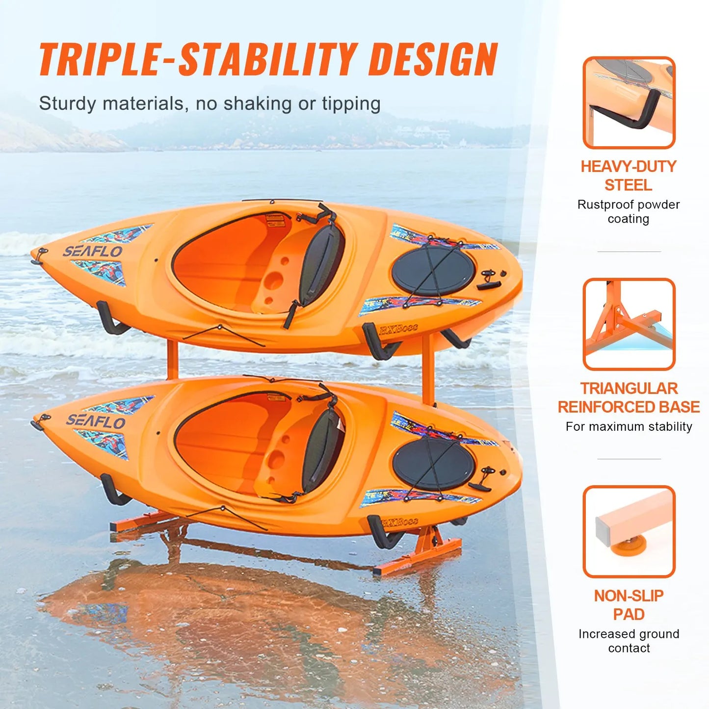 Freestanding Kayak Storage Rack Stand For Four Kayaks