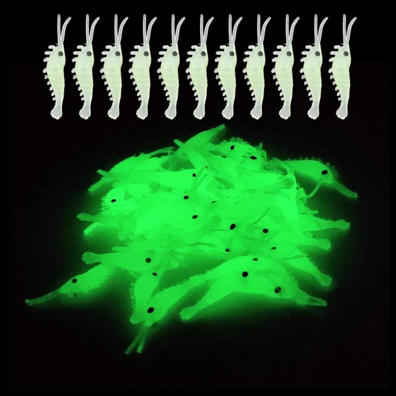 Luminous Shrimp Fishing Bait Soft Lure Worms Glow Shrimps Lures For Bass Crappie