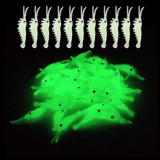 Luminous Shrimp Fishing Bait Soft Lure Worms Glow Shrimps Lures For Bass Crappie