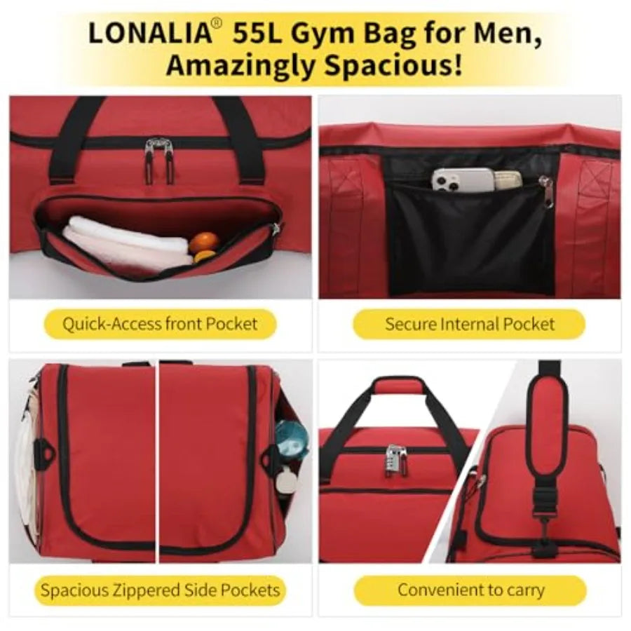 Nylon Gym Duffle Bag Heavy Duty With Multiple Pockets