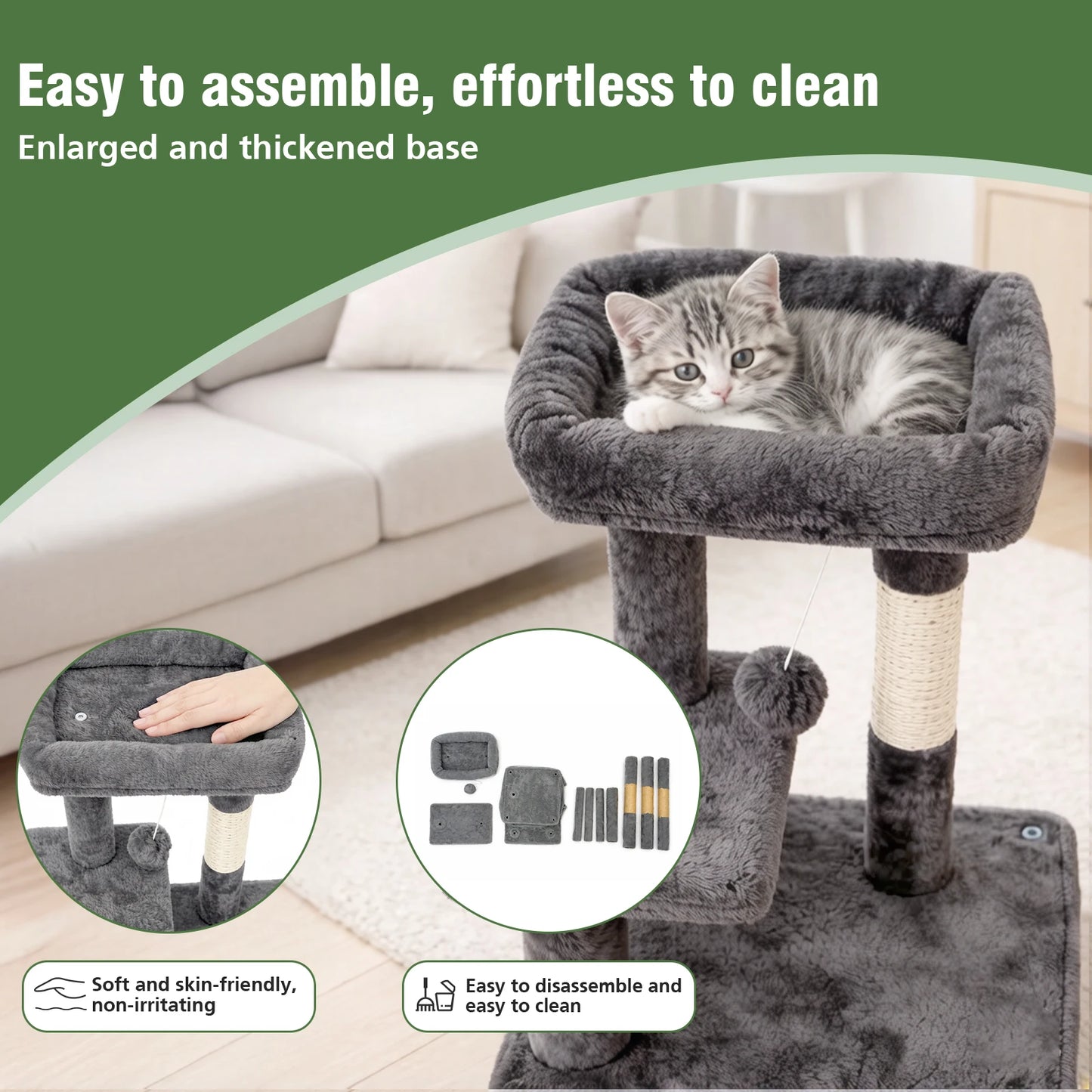 Cat Tree Indoor Cat Tower With Scratching Posts Condo And Hanging Ball Toys