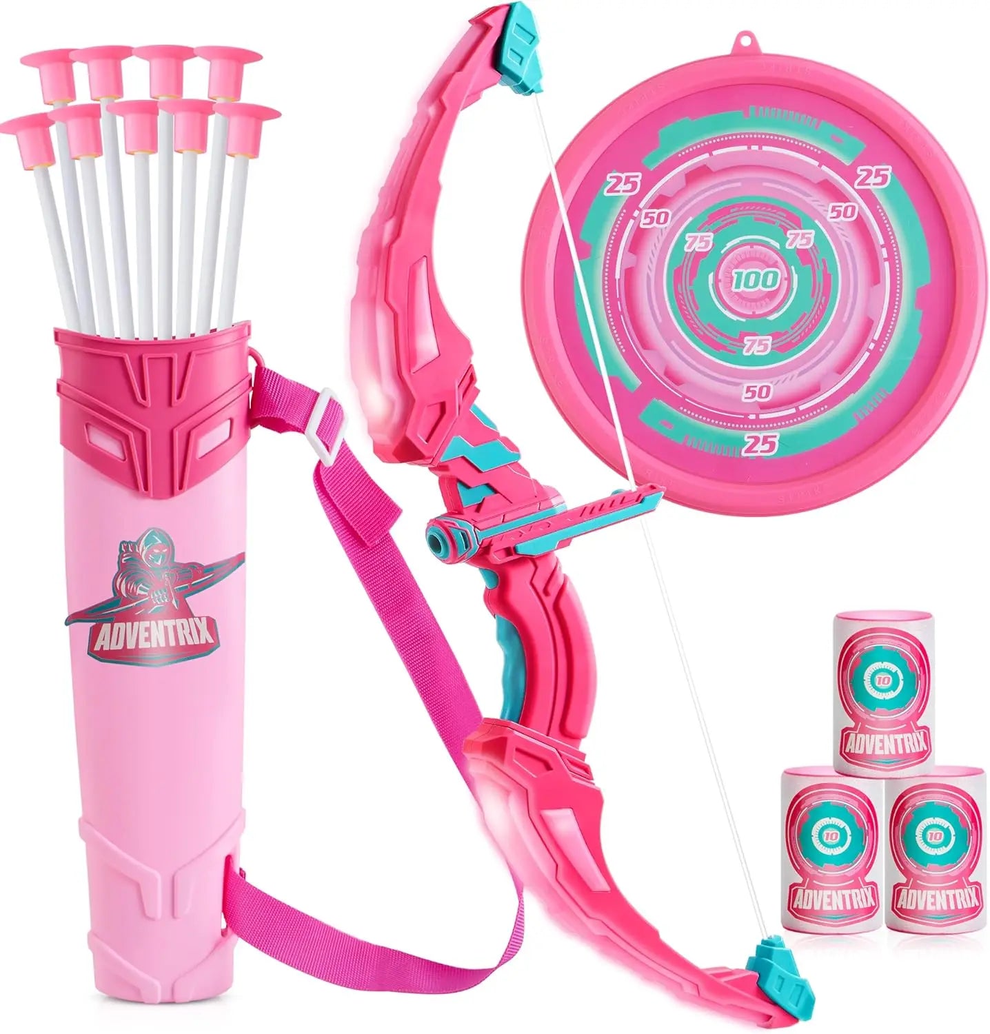 Joyfy LED Light Up Kids Bow And Arrow Set With Suction Cup Arrows
