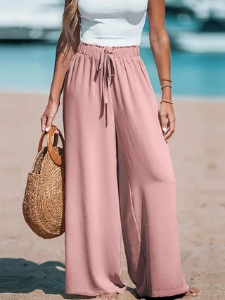 Women's Casual Wide Leg Pants With Pockets Elastic Waist Comfort All Season