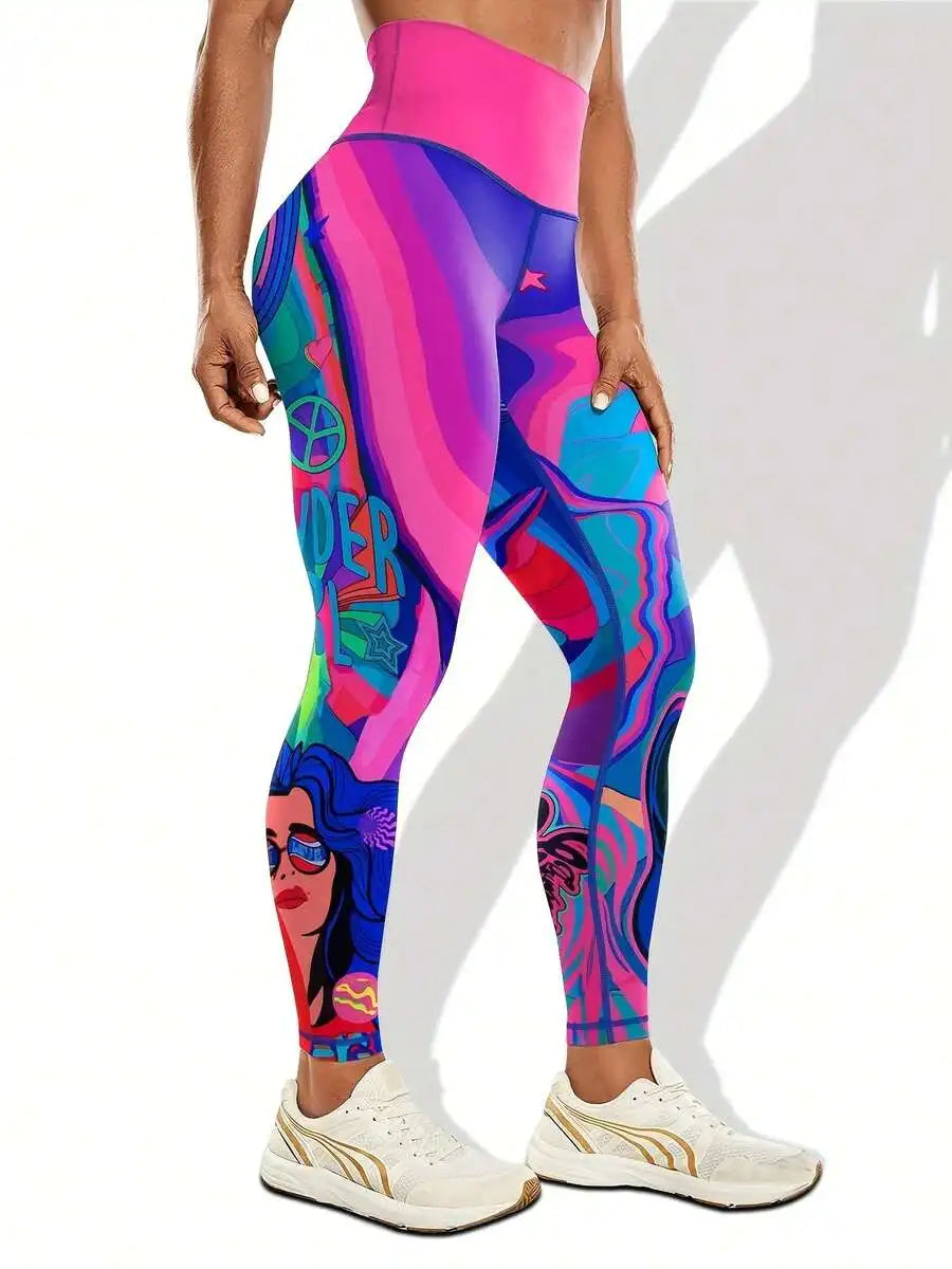Women's High-Waisted Butt-Lifting Printed Yoga Leggings For Fitness