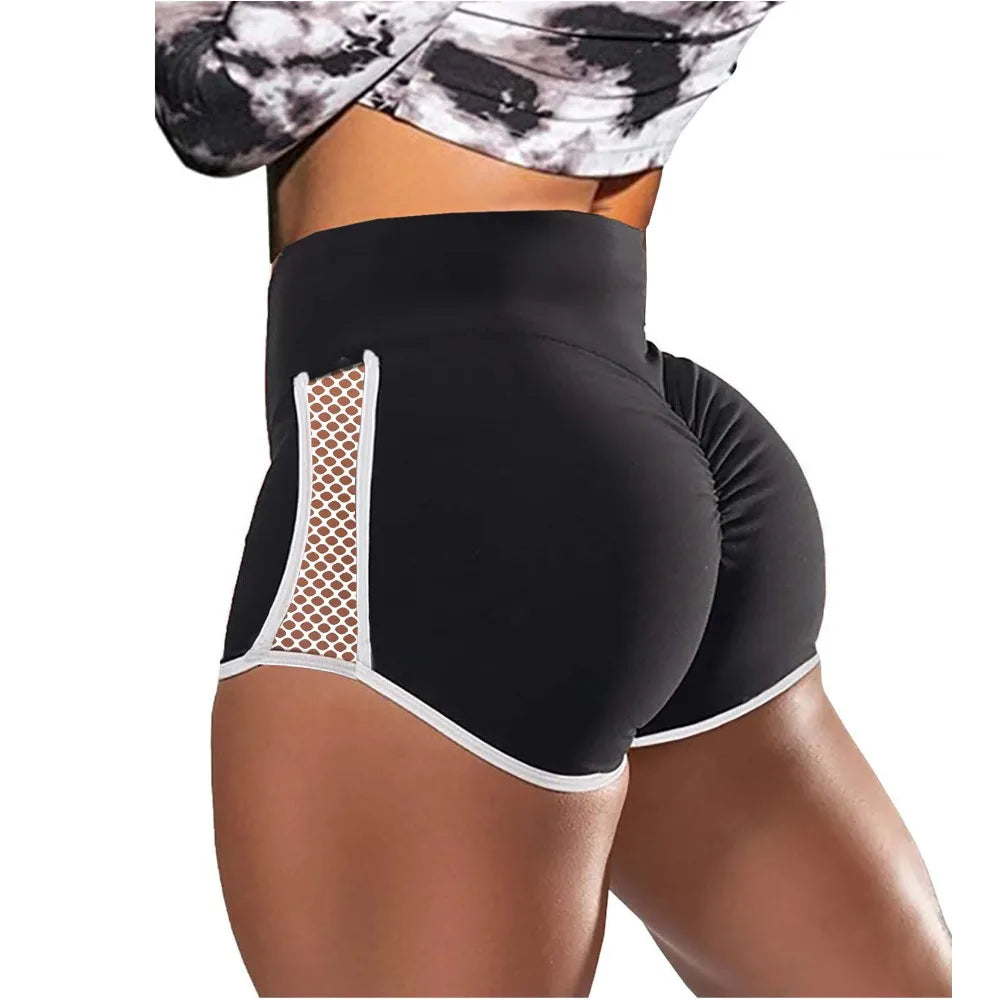 Women Quick Drying High Waist Yoga Shorts Side Hollow Out