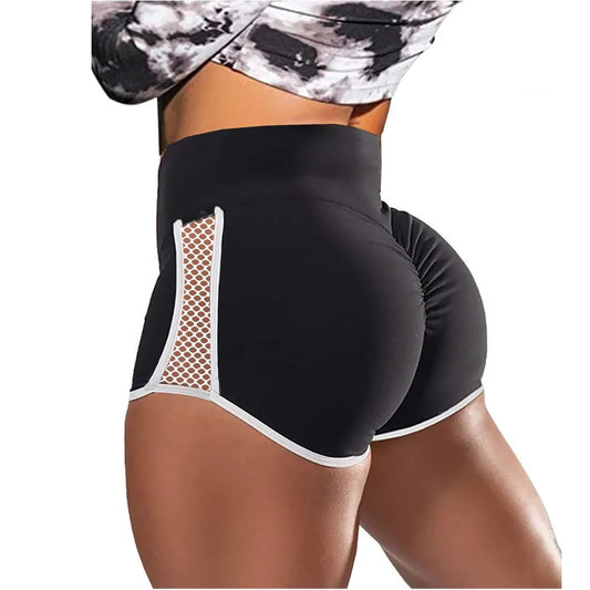 Women Quick Drying High Waist Yoga Shorts Side Hollow Out