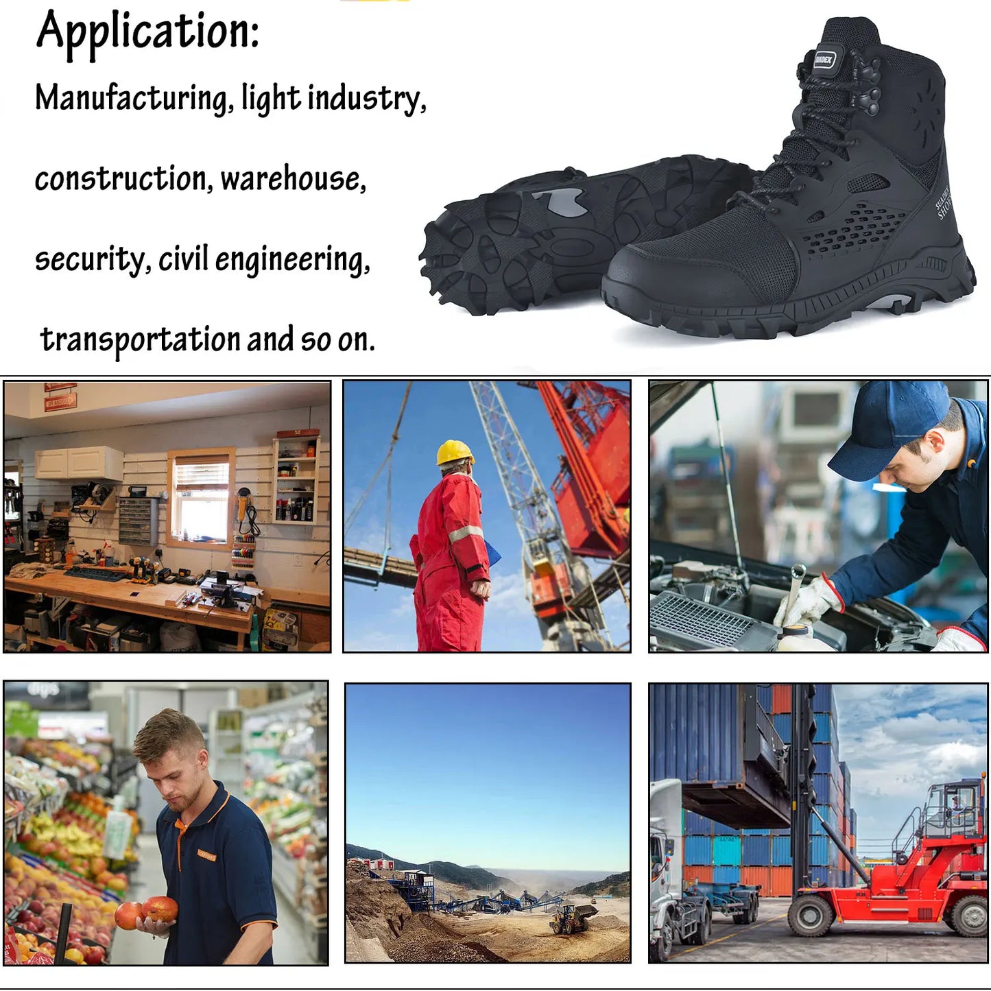 SUADEX S1 Safety Boots Anti Smashing Steel Toe Work Shoes
