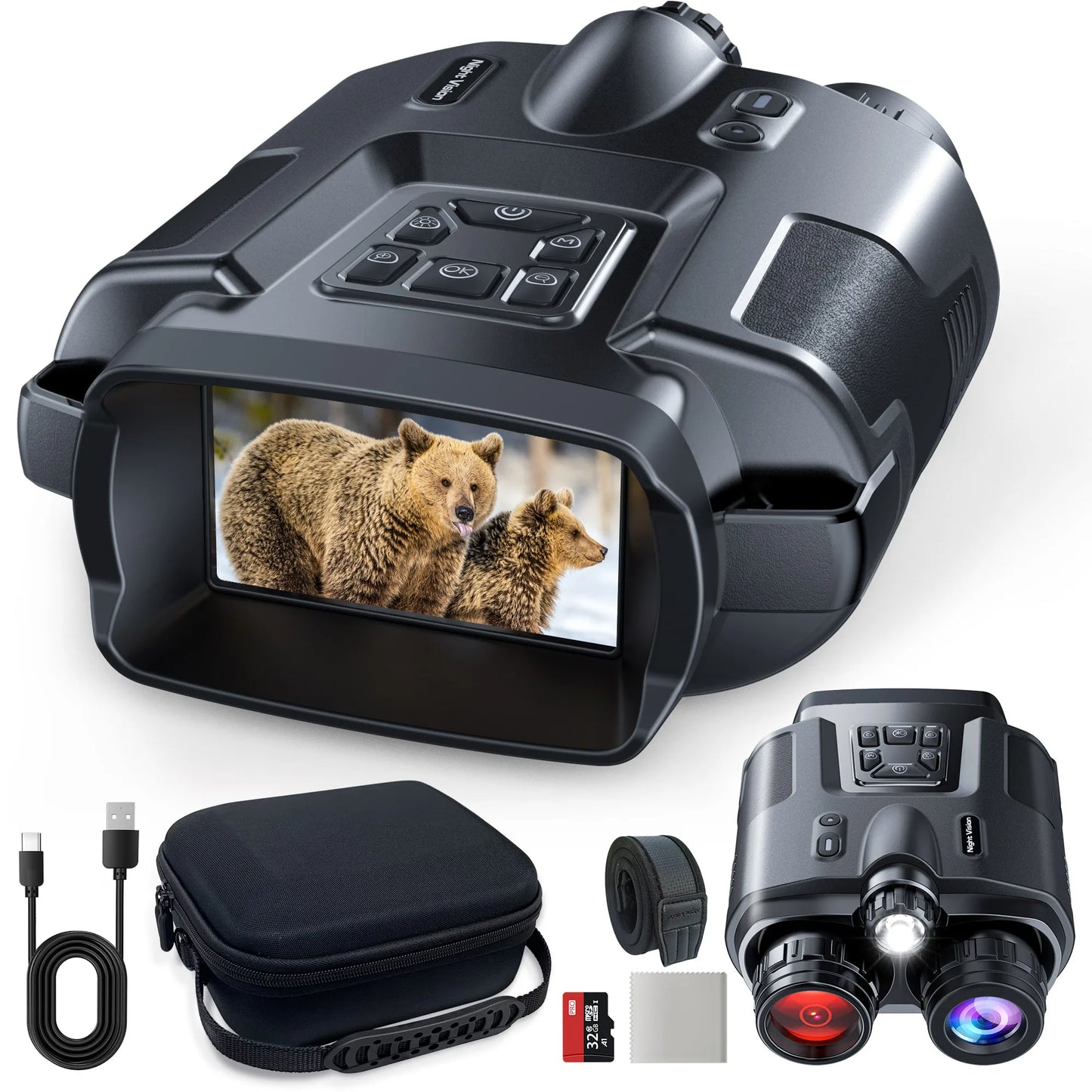Letcmoi 4K Night Vision Binoculars With 3 Inch Screen 8X Digital Zoom