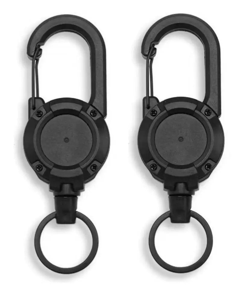 Retractable Heavy Duty Carabiner With Steel Wire Rope Key Ring