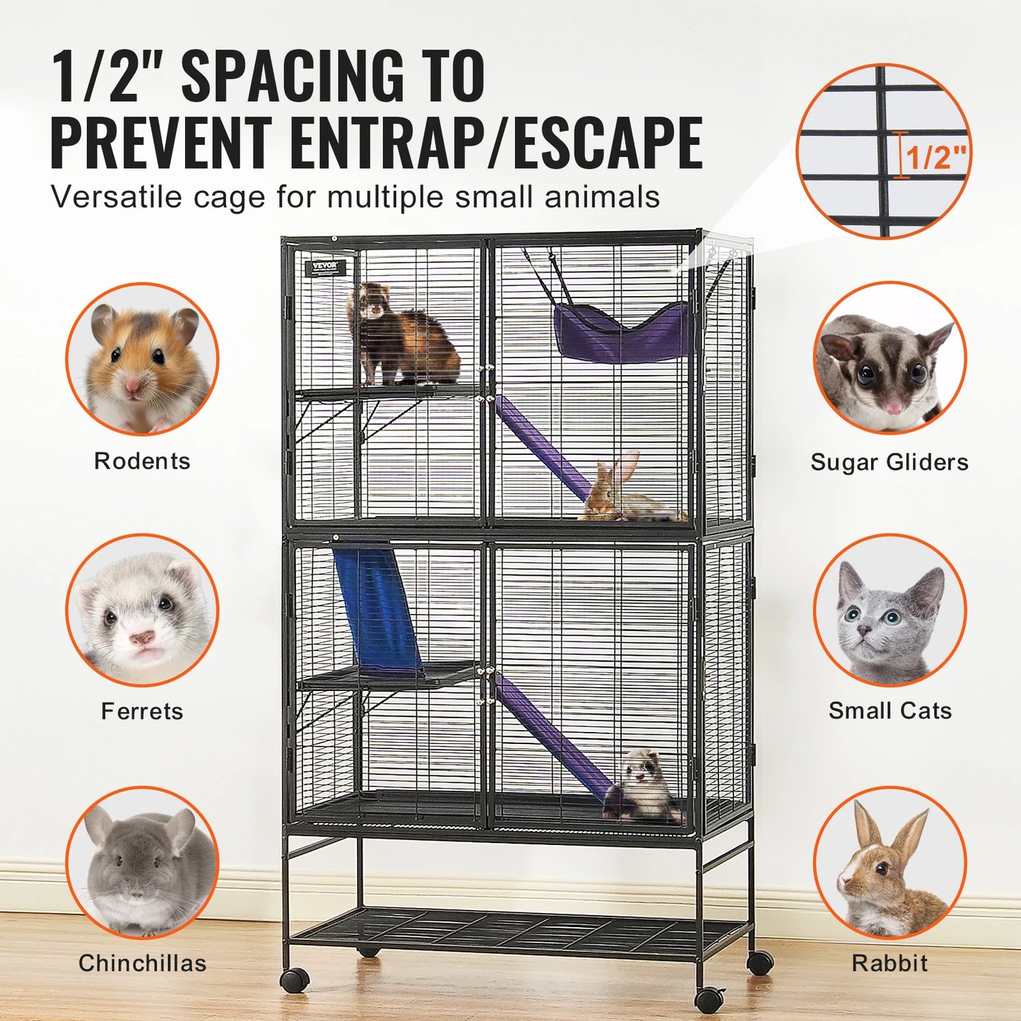 SucceBuy Four-Tier Rolling Metal Ferret Cage Ideal For Pets