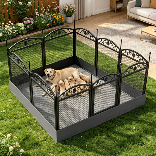BINGOPAW Metal Dog Playpen With Gate Foldable Exercise Fence