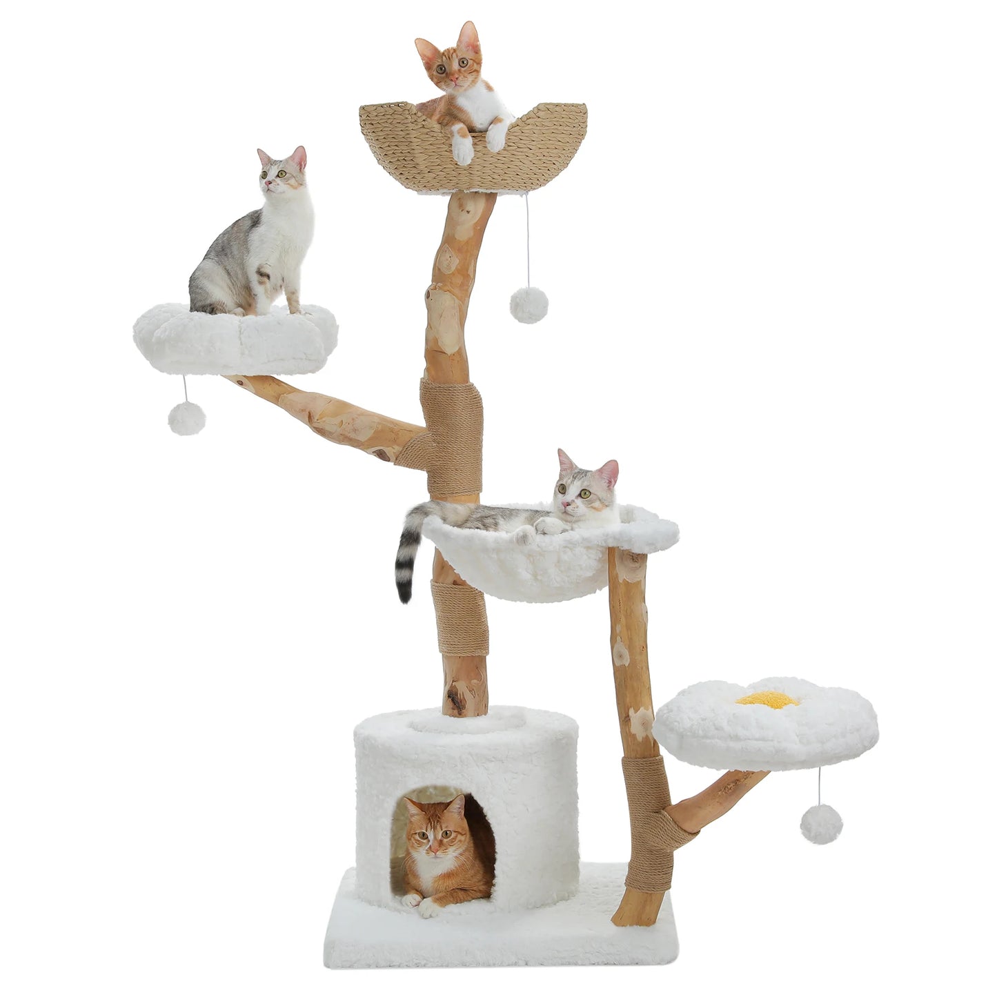 PAWZ Road Cat Tree Tower With Sisal Post Wicker Bed And Condo