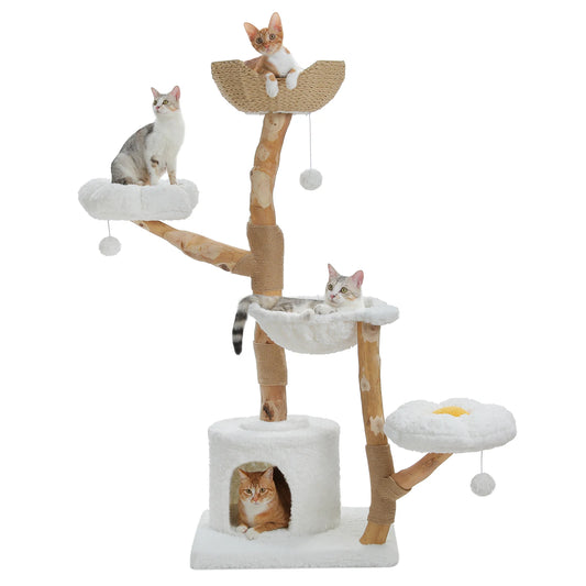 PAWZ Road Cat Tree Tower With Sisal Post Wicker Bed And Condo