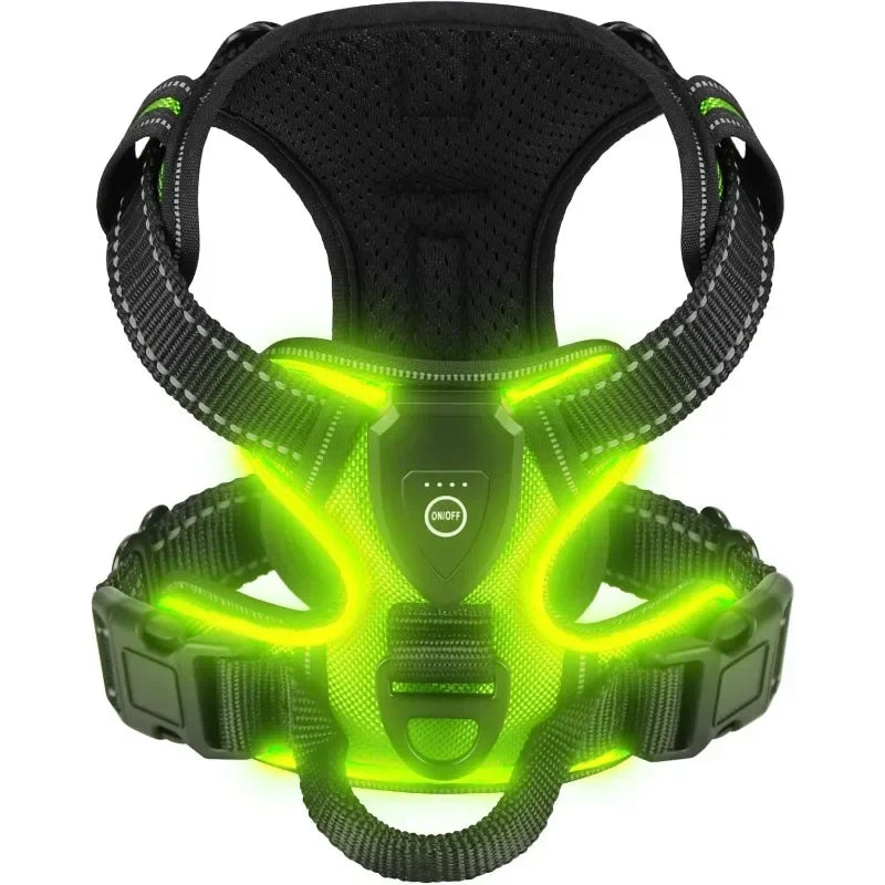 LED Luminous Dog Harness No Pull Adjustable Vest for Outdoor Walking