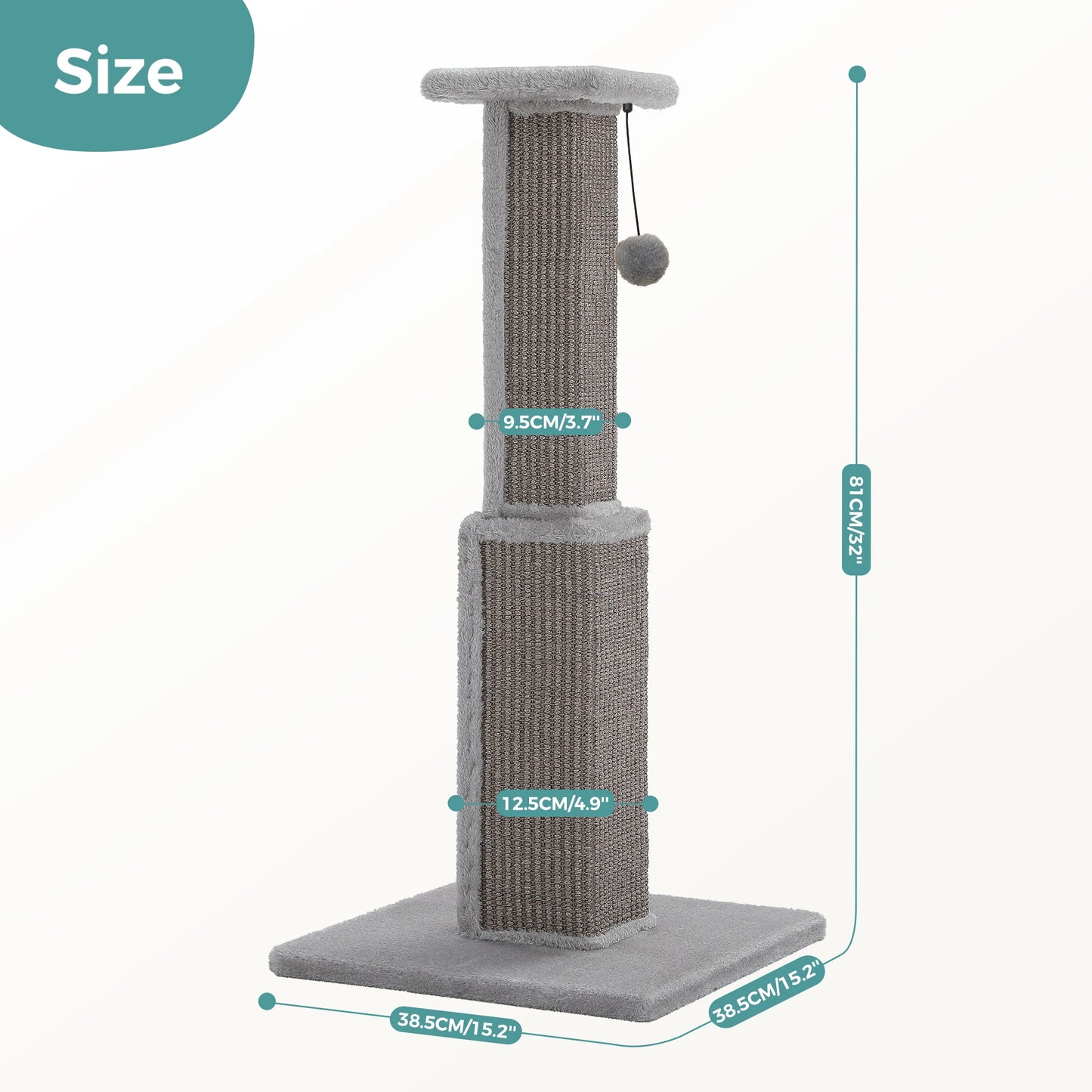 PAWZ Road Indoor Cat Scratching Post With Sisal Ball