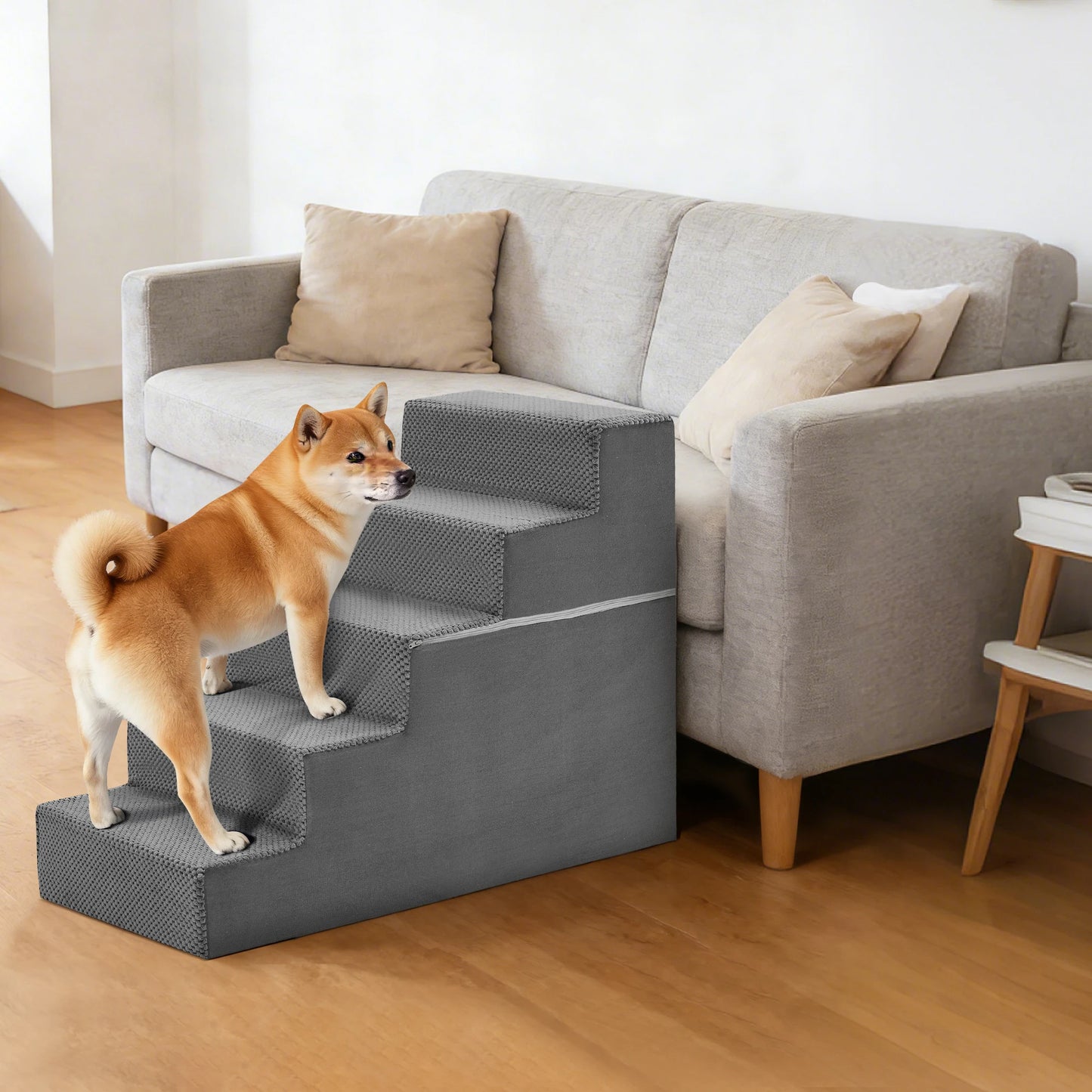 Curved Step Dog Ramp Stairs For Small Dogs Non-Slip Indoor