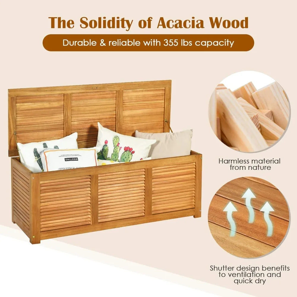Acacia Wood Deck Box Storage Bench for Outdoor Patio Garden