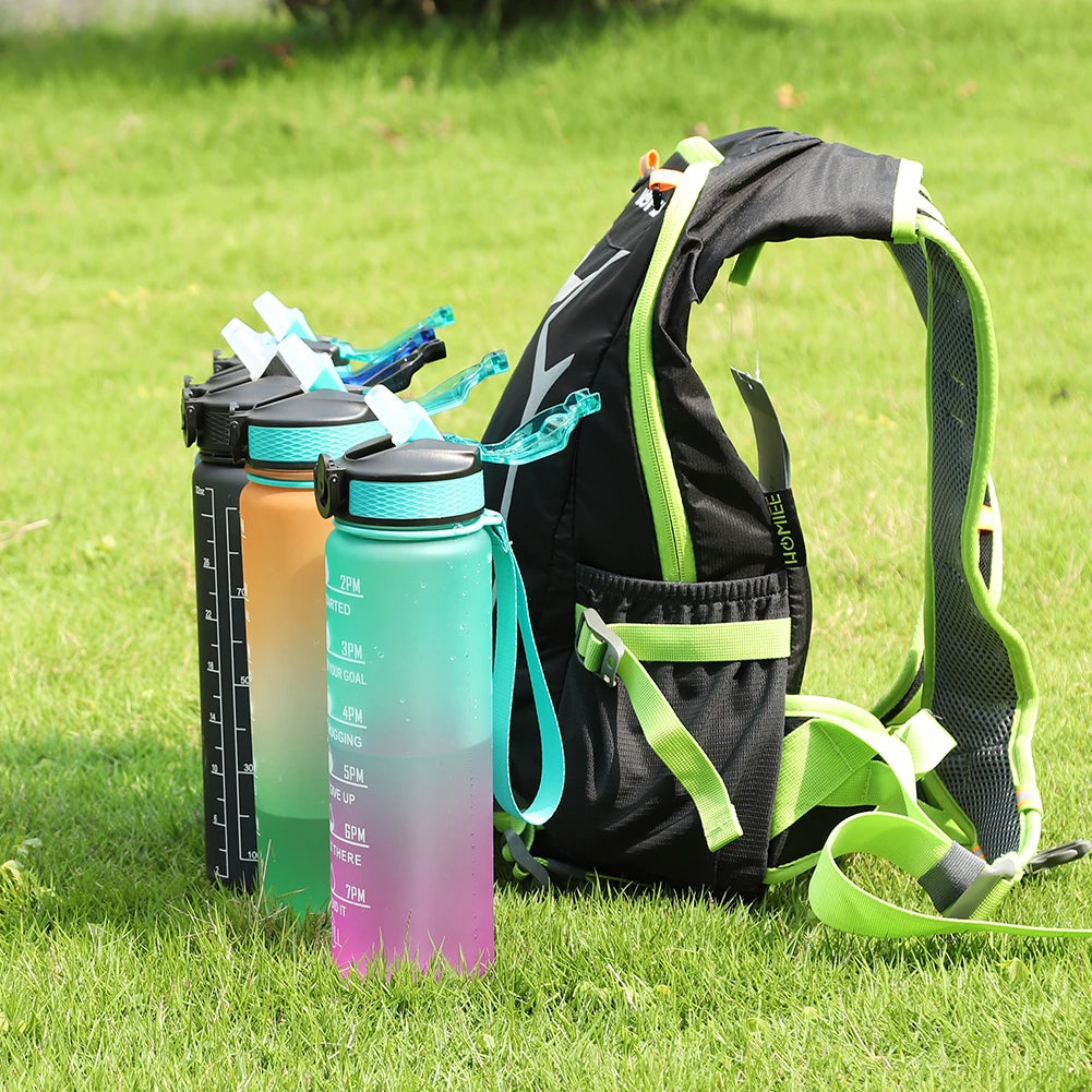 Sports Water Bottle Leakproof Frosted Cup With Time Scale Fitness