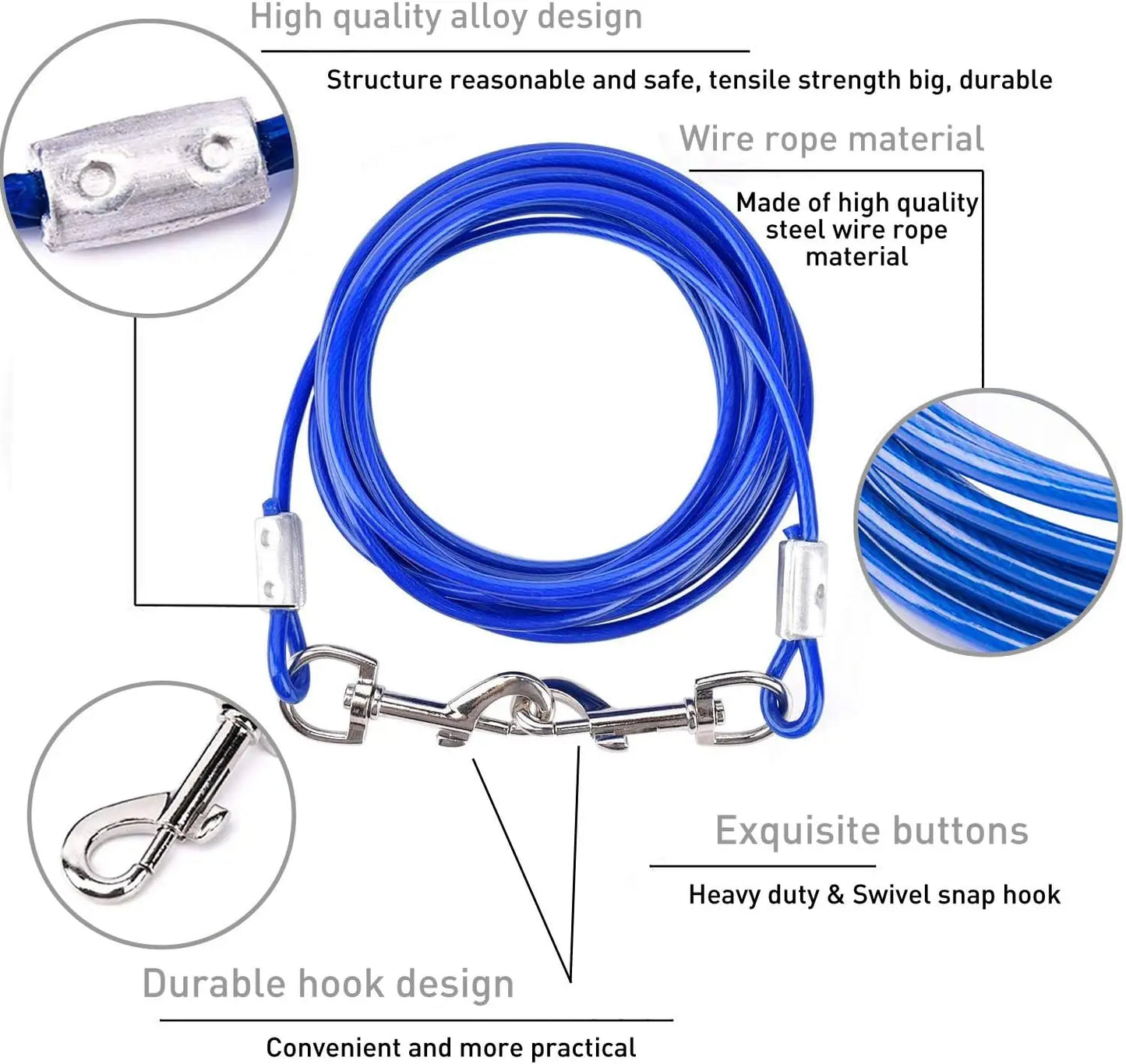 Heavy Duty Dog Tie Out Cable With Rust Proof Stake