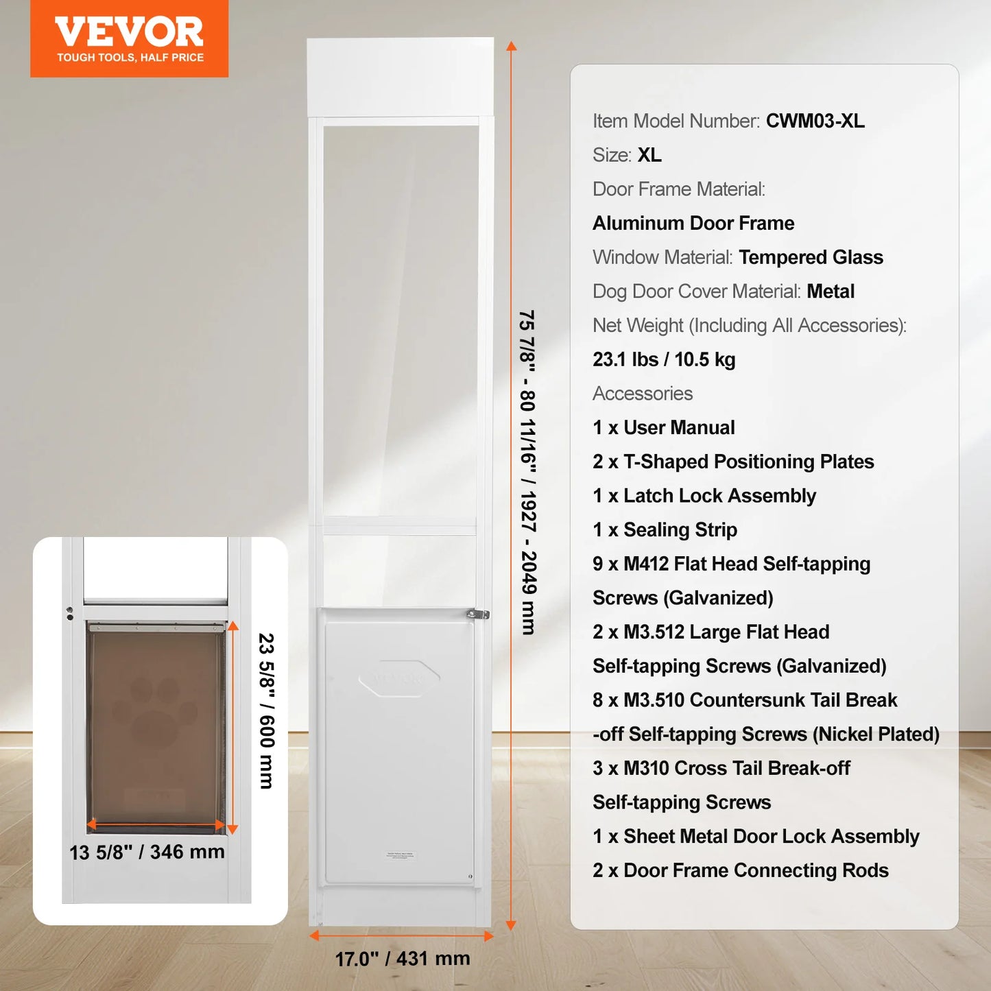 Dog Door For Sliding Glass Door Adjustable Height Pet Door