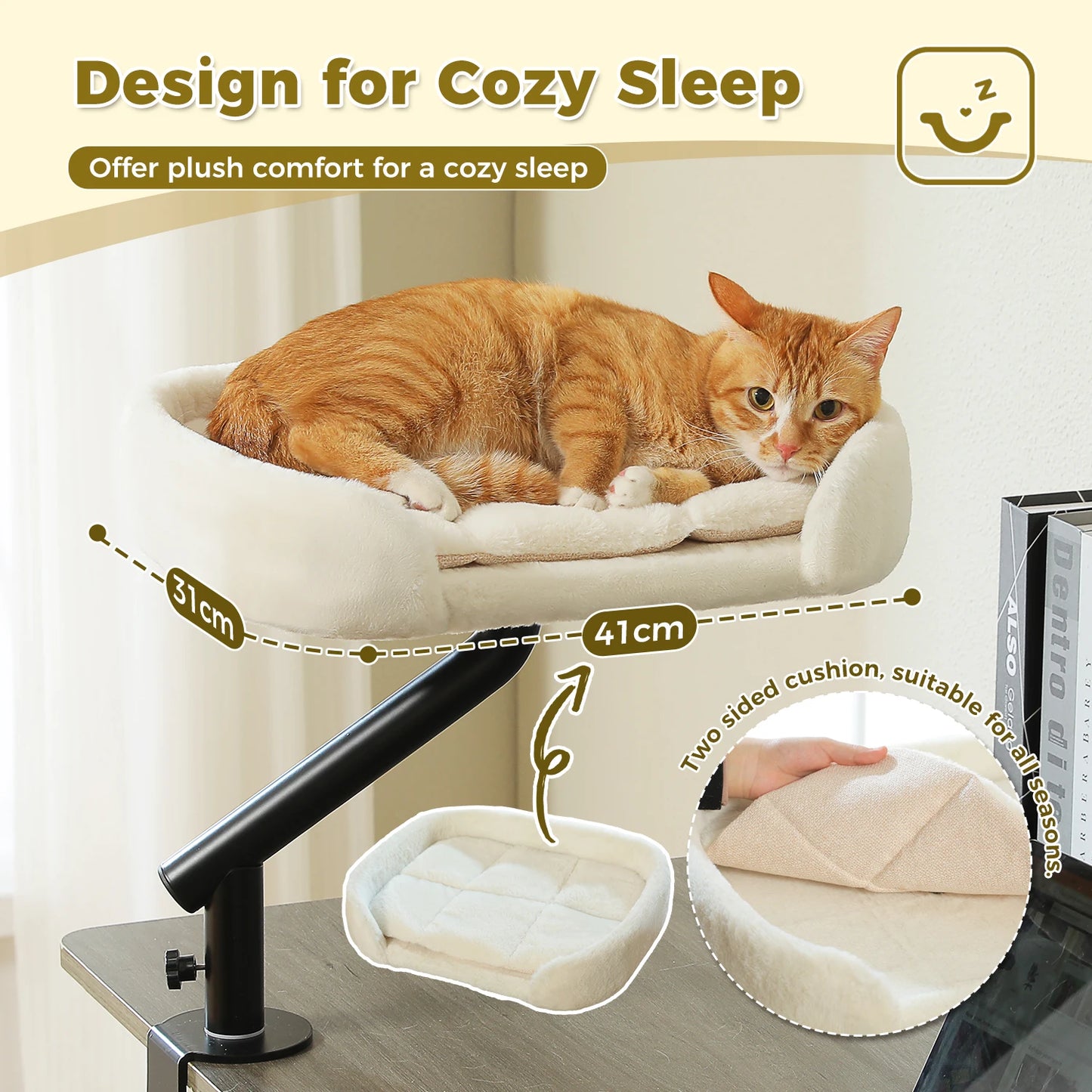 PAWZ Road Cat Desk Bed Rotatable Stand With Plush Hammock