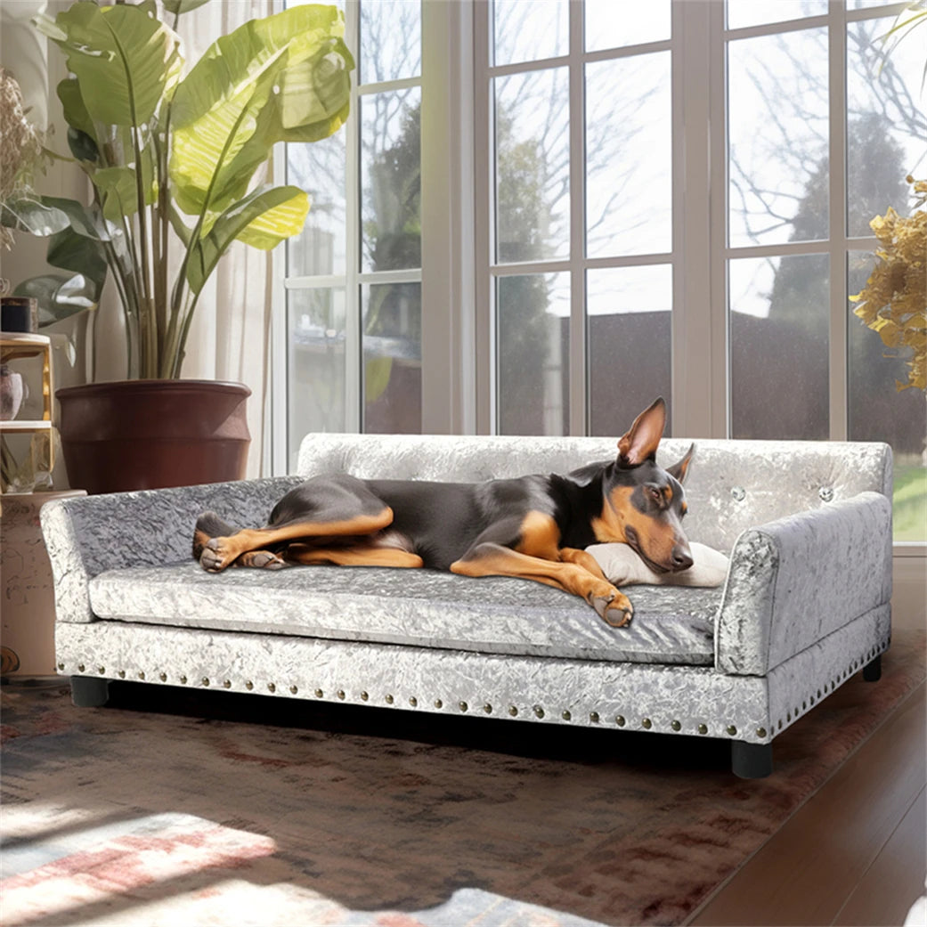BORWART Heavy Duty Pet Sofa Raised Dog Bed Cushioned Couch Lounge