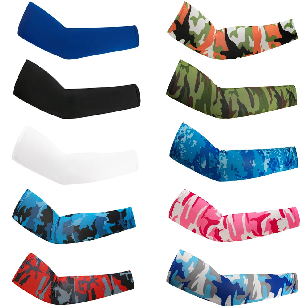 Unisex Cooling Arm Sleeves UV Sun Protection For Running