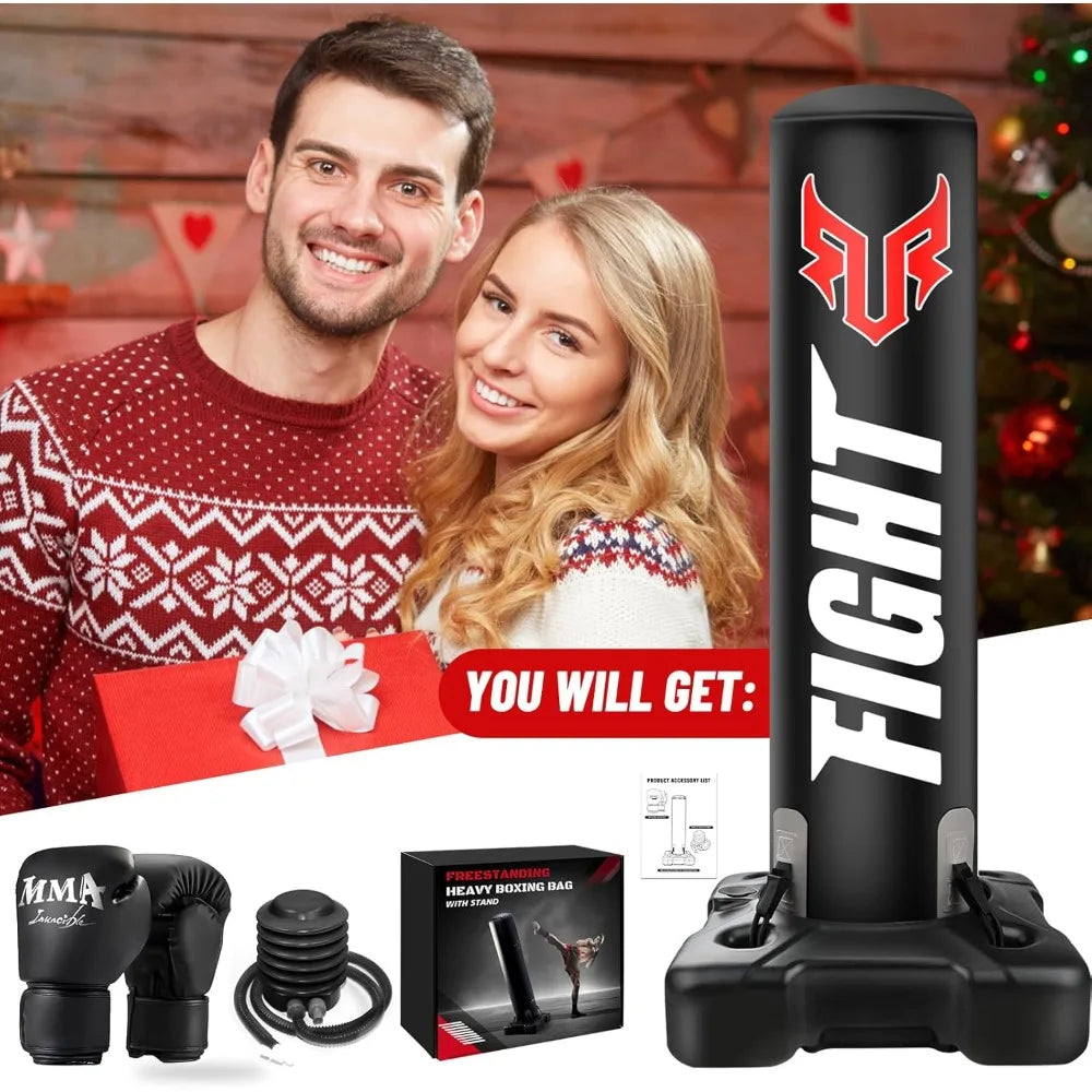 YTYIN Adult Standing Punching Bag With Upgraded Base MMA Gloves And Pump