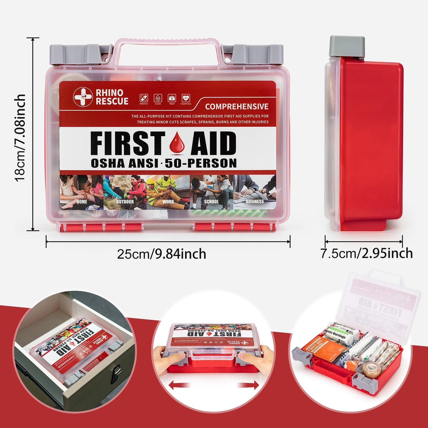 Rhino Rescue First Aid Kit For Home, Office, And Travel