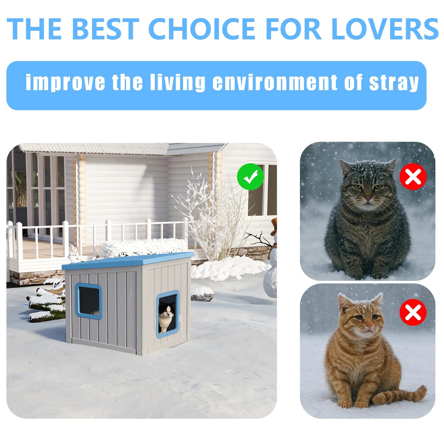 Sloped Roof Plastic Pet House For Indoor Outdoor Weatherproof Shelter