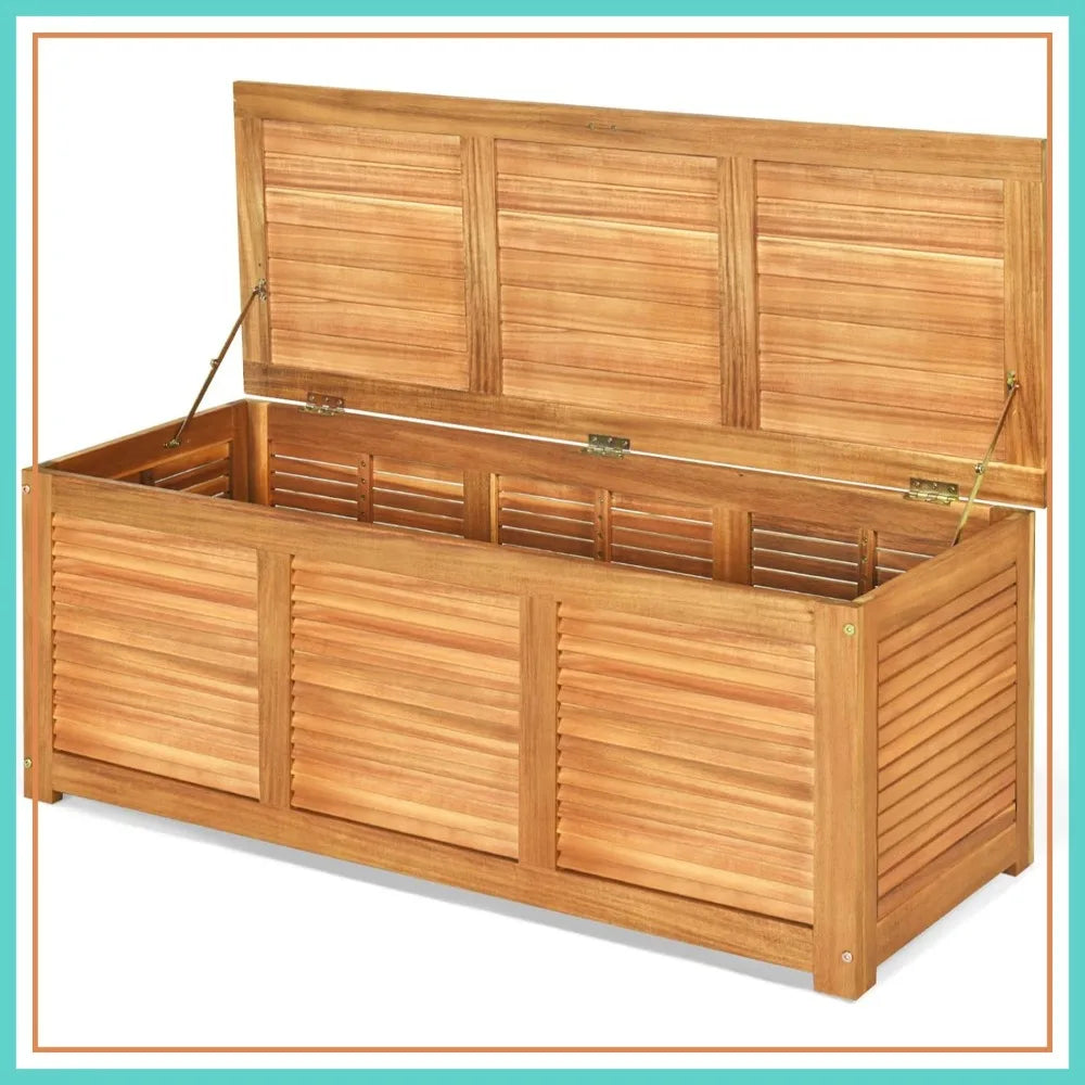 Acacia Wood Deck Box Storage Bench for Outdoor Patio Garden