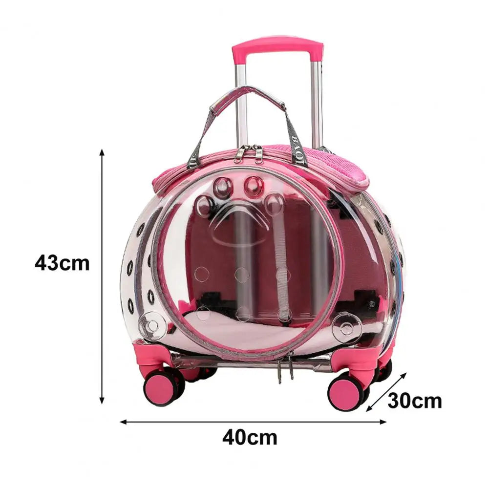 Pet Trolley Case With Ventilation Holes For Cats Silent Wheels