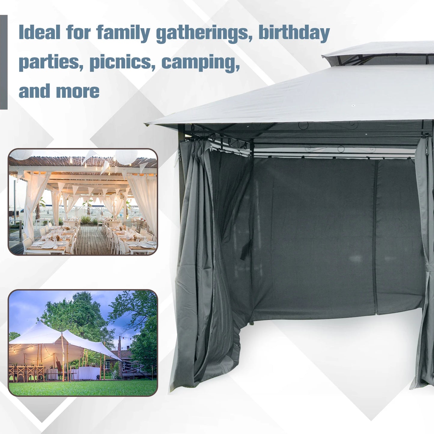 Outdoor 2 Tier Vented Canopy Gazebo Tent Shelter For Parties